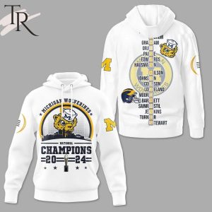 National Champions 2024 Mascot Design Michigan Wolverines Hoodie – White