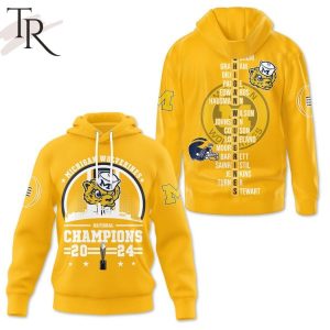 National Champions 2024 Mascot Design Michigan Wolverines Hoodie – Yellow