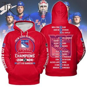 New York Rangers Metropolitan Division Champions 23-24 Let’s Go Rangers Hoodie – Red