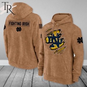 Notre Dame Fighting Irish NCAA Salute To Service Club Pullover  – Brown – Hoodie