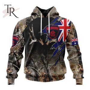 Personalized AFL Melbourne Football Club Special Camo Realtree Hunting Hoodie 3D