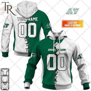 Personalized CFL Saskatchewan Roughriders Mix Jersey Style Hoodie