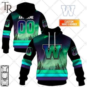 Personalized CFL Winnipeg Blue Bombers Northern Lights Style Hoodie