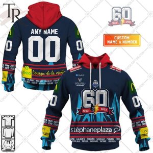 Personalized FR Hockey Bruleurs de Loups 60 Years Of 1963 – 2023 Home Jersey Style Hoodie