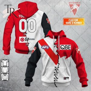 Personalized Guernsey Mix V2 AFL Sydney Swans Hoodie 3D