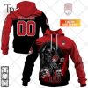 Personalized Lyon LOU Rugby Skull Death Design Hoodie