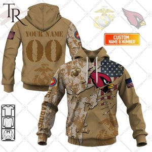 Personalized NFL Arizona Cardinals Marine Corps Camo Hoodie