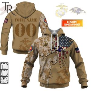 Personalized NFL Baltimore Ravens Marine Corps Camo Hoodie