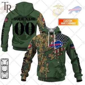 Personalized NFL Buffalo Bills Marine Camo Hoodie