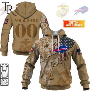 Personalized NFL Buffalo Bills Marine Corps Camo Hoodie