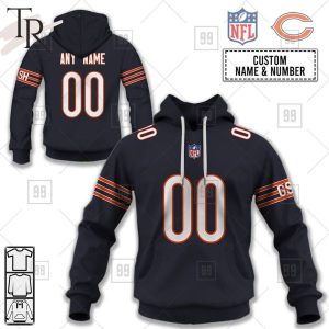 Personalized NFL Chicago Bears Home Jersey Style Hoodie