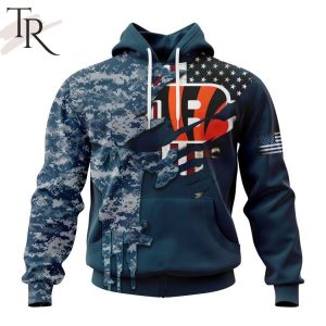 Personalized NFL Cincinnati Bengals Special Navy Camo Veteran Design Hoodie