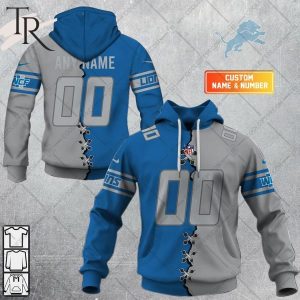 Personalized NFL Detroit Lions Mix Jersey Style Hoodie