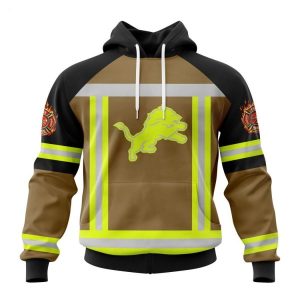 Personalized NFL Detroit Lions Special Firefighter Uniform Design T-Shirt