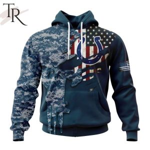 Personalized NFL Indianapolis Colts Special Navy Camo Veteran Design Hoodie