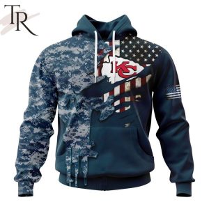 Personalized NFL Kansas City Chiefs Special Navy Camo Veteran Design Hoodie