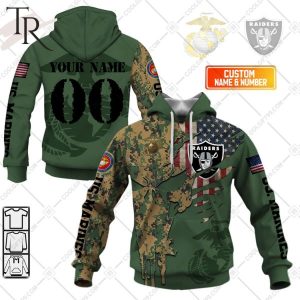 Personalized NFL Las Vegas Raiders Marine Camo Hoodie