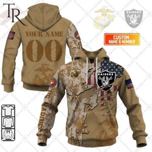 Personalized NFL Las Vegas Raiders Marine Corps Camo Hoodie