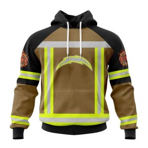 Personalized NFL Los Angeles Chargers Special Firefighter Uniform Design T-Shirt