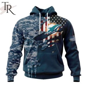 Personalized NFL Miami Dolphins Special Navy Camo Veteran Design Hoodie