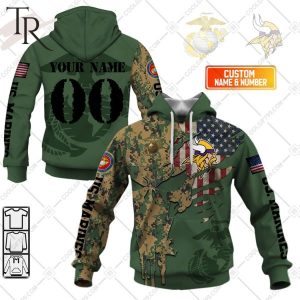 Personalized NFL Minnesota Vikings Marine Camo Hoodie