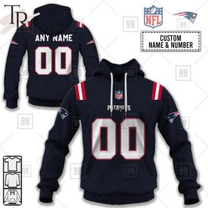 Personalized NFL New England Patriots Home Jersey Style Hoodie