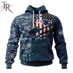 Personalized NFL New England Patriots Special Navy Camo Veteran Design Hoodie