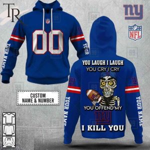 Personalized NFL New York Giants You Laugh I Laugh Jersey Hoodie