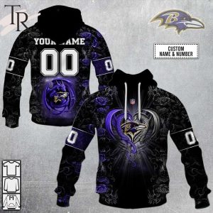 Personalized NFL Rose Dragon Baltimore Ravens Hoodie