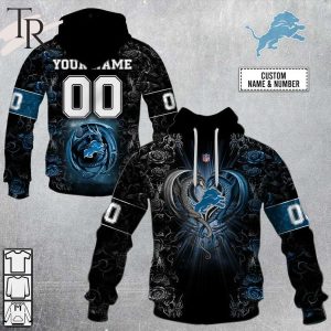 Personalized NFL Rose Dragon Detroit Lions Hoodie