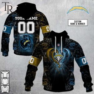 Personalized NFL Rose Dragon Los Angeles Chargers Hoodie