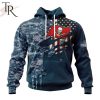 Personalized NFL Tampa Bay Buccaneers Special Navy Camo Veteran Design Hoodie