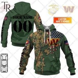 Personalized NFL Washington Commanders Marine Camo Hoodie