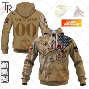 Personalized NHL Arizona Coyotes Marine Corps Camo Hoodie