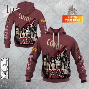 Personalized NHL Arizona Coyotes x Kiss Band V2 Style Hoodie 3D