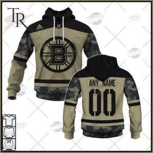 Personalized NHL Boston Bruins Camo Military Appreciation Team Authentic Custom Practice Jersey Hoodie 3D