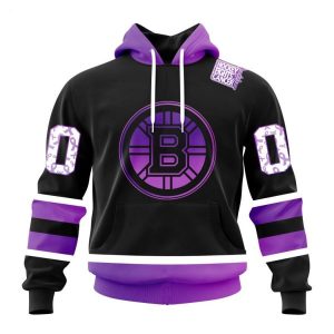 Personalized NHL Boston Bruins Special Black Hockey Fights Cancer Kits T-Shirt