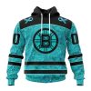 Personalized NHL Boston Bruins Special Design Fight Ovarian Cancer Hoodie