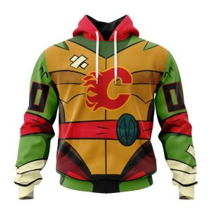 Personalized NHL Calgary Flames Special Teenage Mutant Ninja Turtles Design Hoodie