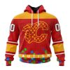 Personalized NHL Calgary Flames Specialized Unisex Kits Hockey Fights Against Autism Hoodie