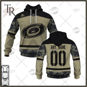 Personalized NHL Carolina Hurricanes Camo Military Appreciation Team Authentic Custom Practice Jersey Hoodie 3D