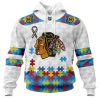 Personalized NHL Chicago BlackHawks Autism Awareness 3D Hoodie