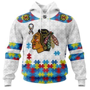 Personalized NHL Chicago BlackHawks Autism Awareness 3D Hoodie