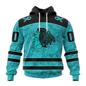 Personalized NHL Chicago Blackhawks Special Design Fight Ovarian Cancer Hoodie