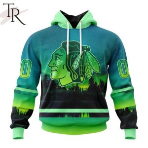 Personalized NHL Chicago Blackhawks Special Design With Northern Light Full Printed Hoodie