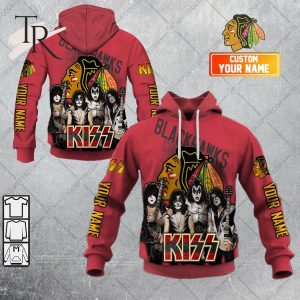 Personalized NHL Chicago Blackhawks x Kiss Band V2 Style Hoodie 3D