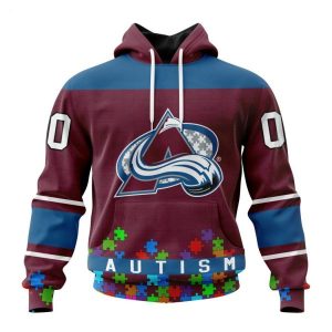 Personalized NHL Colorado Avalanche Specialized Unisex Kits Hockey Fights Against Autism Hoodie