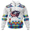 Personalized NHL Columbus Blue Jackets Autism Awareness 3D Hoodie