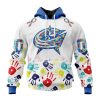 Personalized NHL Columbus Blue Jackets Special Autism Awareness Design Hoodie