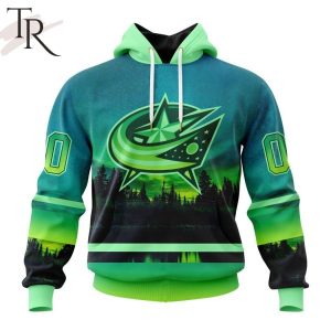 Personalized NHL Columbus Blue Jackets Special Design With Northern Light Full Printed Hoodie